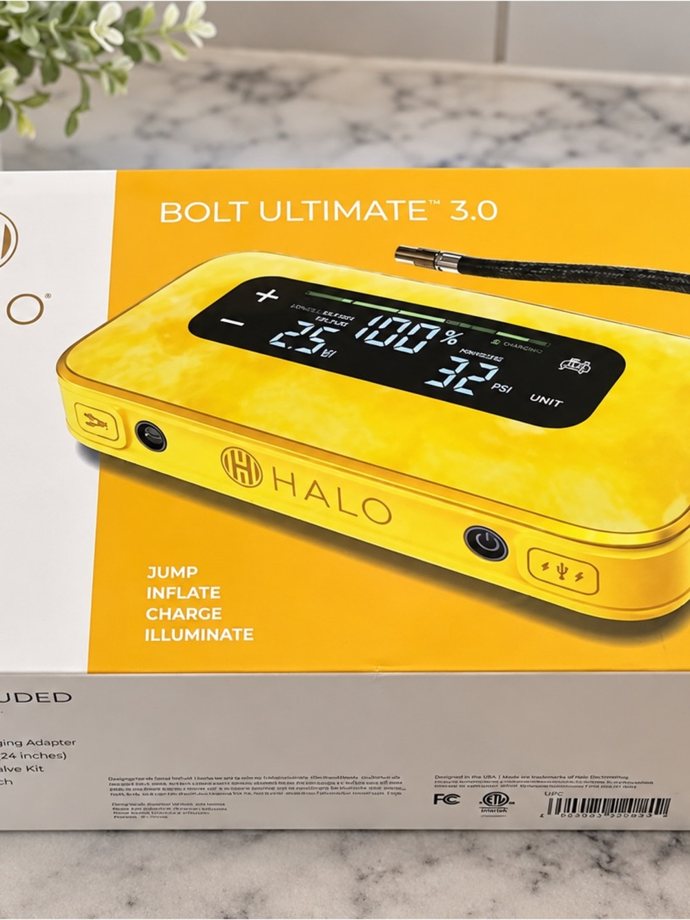 Halo Bolt Ultimate 3.0 Portable Jump Starter & Inflator - Yellow
